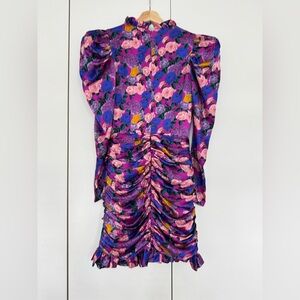 Floral Mini Dress - Purple and Pink